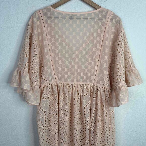 Akemi + Kin Dress Women's Size 0 Pink Eyelet Crochet Boho Whimsical Babydoll - Picture 7 of 9